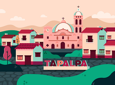 Magic town of Mexico flatdesign illustration vector