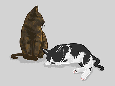 Rae + Luna cats digital art doodle illustration kitties pets