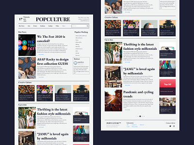 Homepage Website News - POPCULTURE branding dailyui dailyuichallenge design homepage newsletter newspaper ui uiuxdesign ux web webdesign website concept