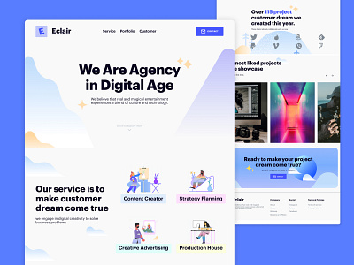 Eclair Creative Agency Landing Page dailyui dailyuichallenge design homepage ui uidesign uiux uiuxdesign web webdesign