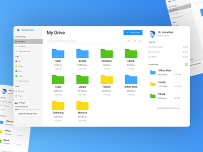 Virtual Drive Dashboard Cloud Storage branding cloud storage dashboard design product design ui uidesign uiux uiuxdesign website