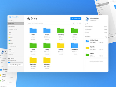 Virtual Drive Dashboard Cloud Storage branding cloud storage dashboard design product design ui uidesign uiux uiuxdesign website