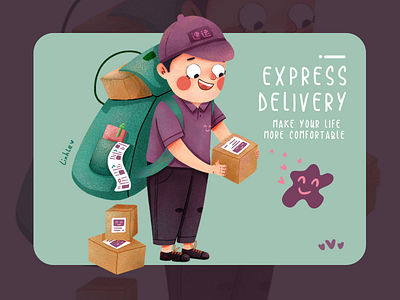 express delivery cute daily design illustration ui