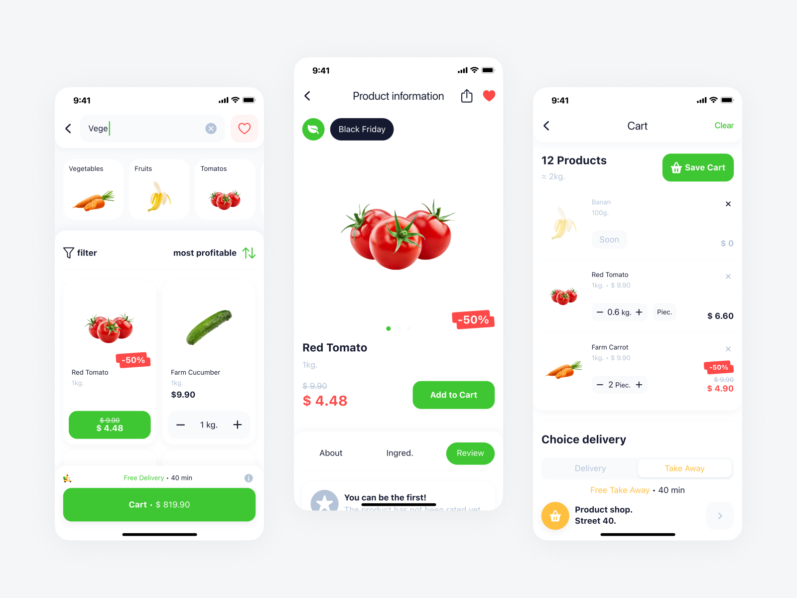 Grocery store mobile app by Vadim Besov on Dribbble