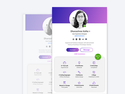 #DailyUI : 005 profile page design for a jobsite