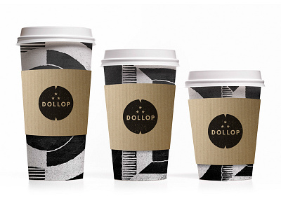 Dollop Cups B abstract black coffee cup pattern texture white