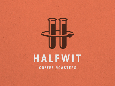 Halfwit Coffee Roasters brown chicago coffee electron h identity logo mark orange roasters science test tube