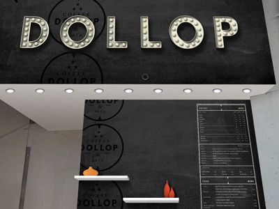 Dollop Signage Rendering coffee firebelly menu retail signage typography