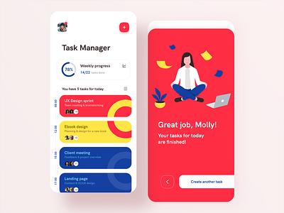 Task manager mobile app analytics app app design application bright cards manager mobile mobile app mobile app design mobile design modern statistics taskmanager tasks todo todolist ui ux uxdesign