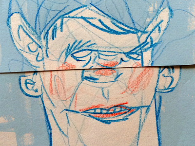 Blue Mask collage crayon drawing sketchbook surrealism watercolor
