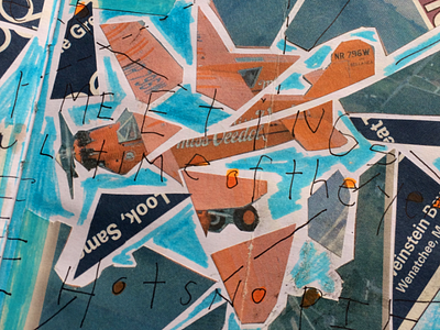 Missing Plane collage cut paper illustration marker mixed media pen