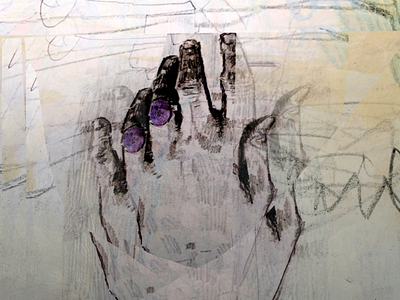 Reach Out Touch Faith collage crayon drawing illustration mixed media pencil sketchbook surrealism