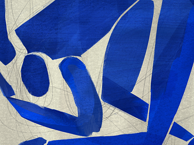 Blue Mood cutpaper digital drawing figure. fineart illustration painting