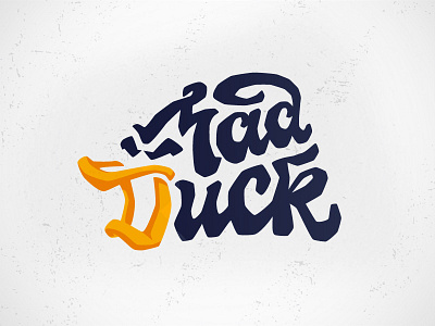 Mad duck logo angry beak bird blue character duck duck logo emotion freehand insane lettering logo logotype mad mad duck negative space ominous orange twisted