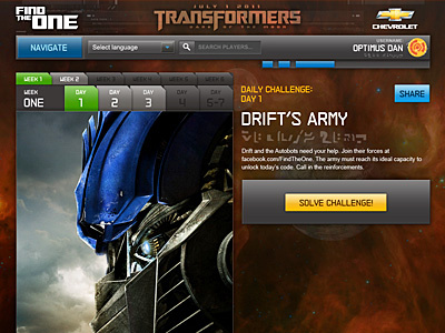 Find The One arg game transformers