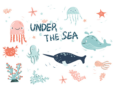 Underwater world animals by zhudan on Dribbble