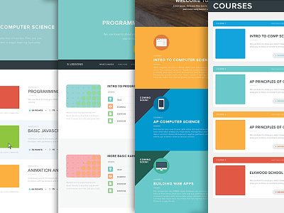 Wireframes for daze colors courses flat icons landing page mocks website wireframes