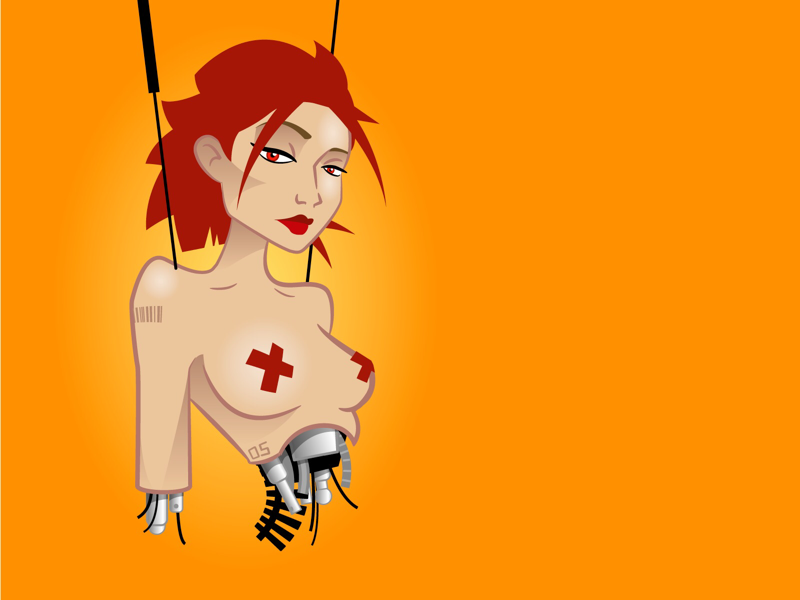 R-Games female robot illustration concept