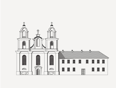 Catholic church of St. Adalbert | Minsk 17 century belarus building catholic landmark lineart minsk monastery ruined temple
