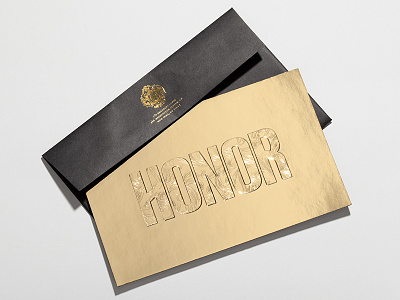 Honor FW14 Invite goldfoil hightide hightidecreative honor invite packaging print