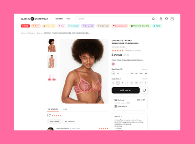 Lingerie store redesign card design interface lingerine product productcard redesign store ui underwear ux