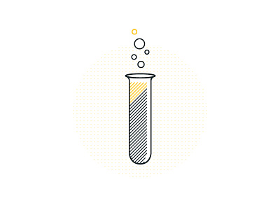 Experimenting black bubble dots experiment gold icon iconography ios science test tube vector