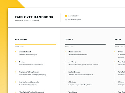 Handbook Sequence Research analysis chart data employee handbook research typography