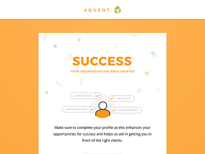 Successful Update card confetti design graphic icon page success talent user web