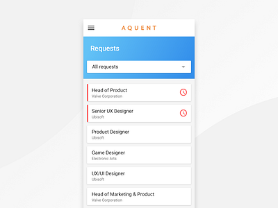 Order Requests Prototype app design icons interface list menu navigation prototype ui ux