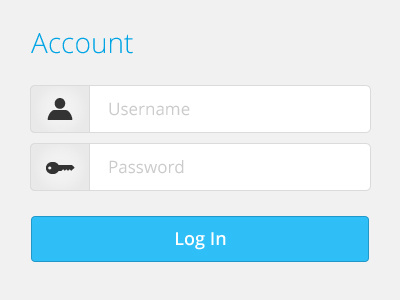 Log In Form account app blue button clean design field form icon interface key light login member password submit ui ux web