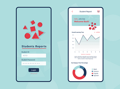 Students Reports App app illustration mobile ui ux