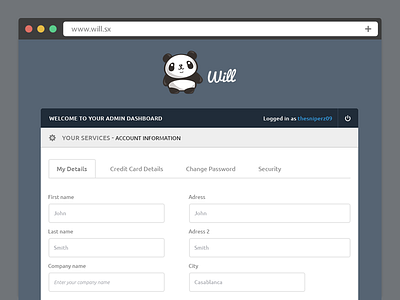 Admin panel - My Account