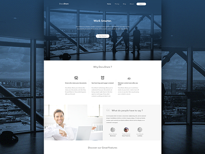 DocuShare - Website design blue clean corporate ui ux webdesign