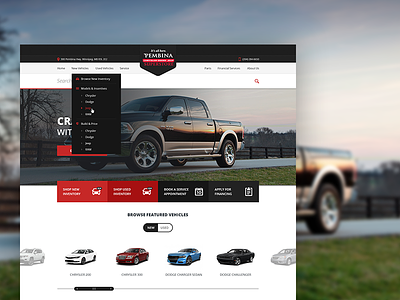 Pembina Chrysler cars clean dealership homepage layout ui