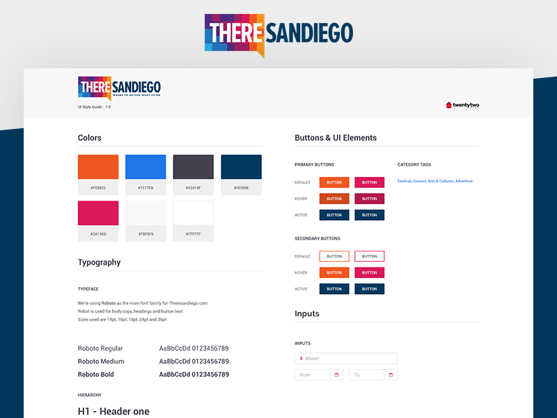 ThereSanDiego - Style Guide clean style guide ux ui design ui kit