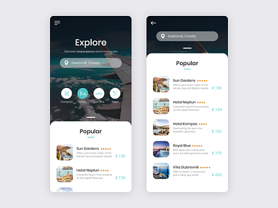 Search adobe xd app croatia daily 100 challenge dailyui mobile app navigation search search app travel travel app ui ux