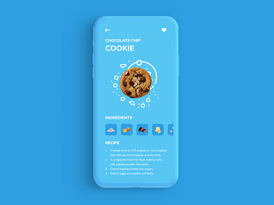 Cookie App 040 adobe xd app card chip chocolate cookie daily 100 challenge dailyui mobile app navigation recipe ui ux
