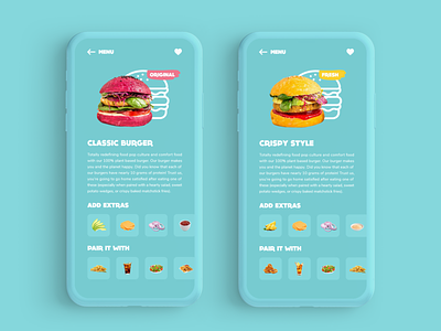Burger Menu 043 adobe xd app burger daily 100 challenge dailyui food menu mobile app navigation ui ux vegan