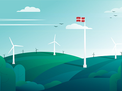 Denmark's wind power copenhagen denmark design illustration landscape nature vector wind energy wind power wind turbine