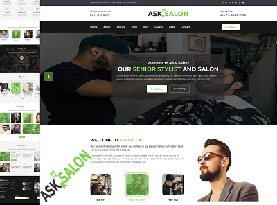 ASK- A Creative Salon Website Template ask barber barbershop beauty beauty salon business corporate design fashion graphic hair hair salon haircut hairdresser hairstyle illustration salon