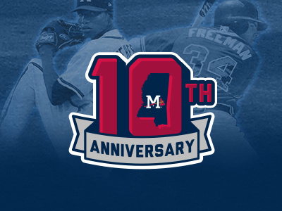 anniversary anniversary baseball branding braves identity logo mbraves milb mississippi mlb sports sports design