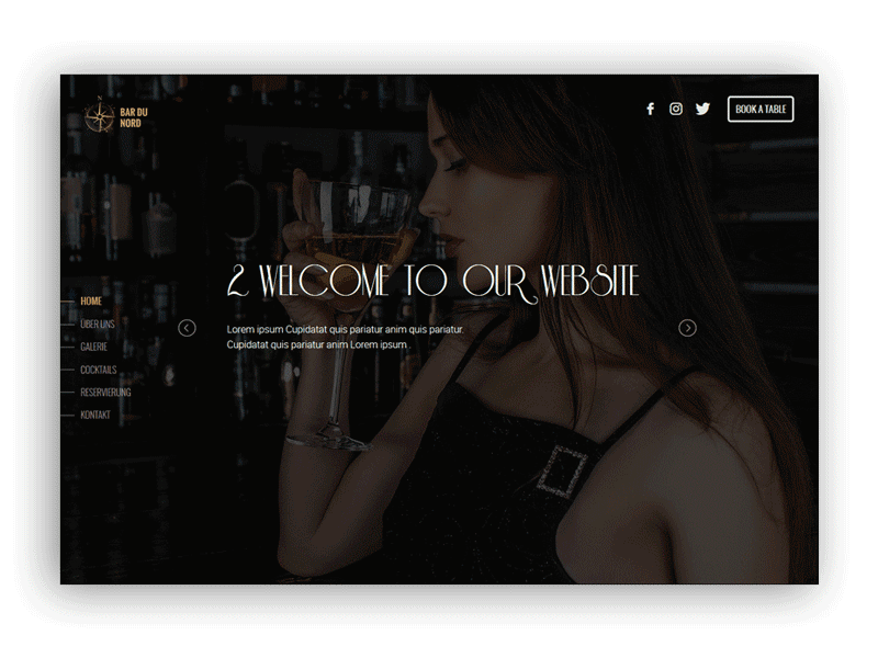Cocktail Bar - website concept bar caffe cocktail concept fixed full width gif navigation side navigation slider ui ux