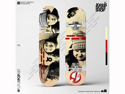 Daily Design Initiative 02 Skateboard Design (Joan's Skate Shop) black and white ephemera futur futurpopart graphic design logo photography skateboard
