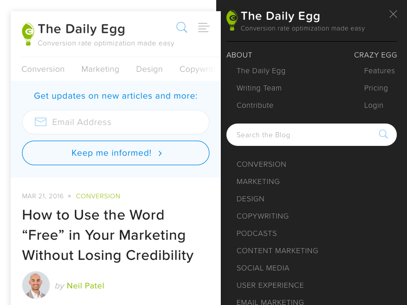 Crazy Egg Blog - Mobile Nav