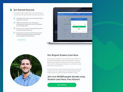 Student Loan Hero - New Homepage (Security + Story) bullets checkmarks homepage landing responsive security staggered story