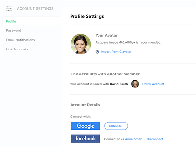 Student Loan Hero - Profile account app dashboard desktop facebook google minimal profile responsive settings web app