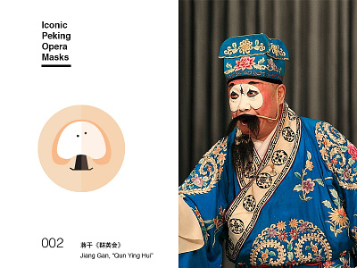 Iconic Peking opera masks (No.002 Jiang Gan) icon illustration vector