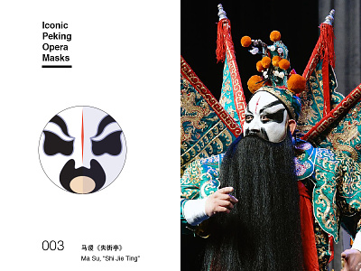 Iconic Peking opera masks (No.003 Ma Su) icon illustration vector
