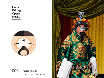 Iconic Peking opera masks (No.006 Xiahou Ying) icon illustration vector