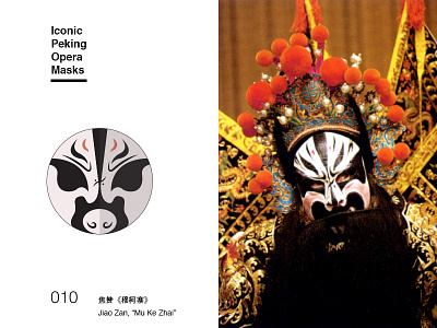 Iconic Peking opera masks ( No.010 Jiao Zan ) icon illustration vector